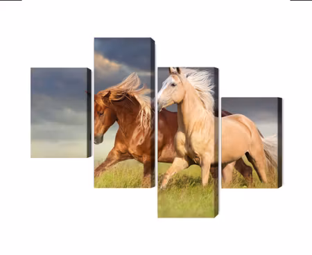 Canvastavla - Multipart Horses Galloping in a D