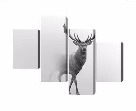 Canvastavla - Multipart a Stately Deer in the Fog