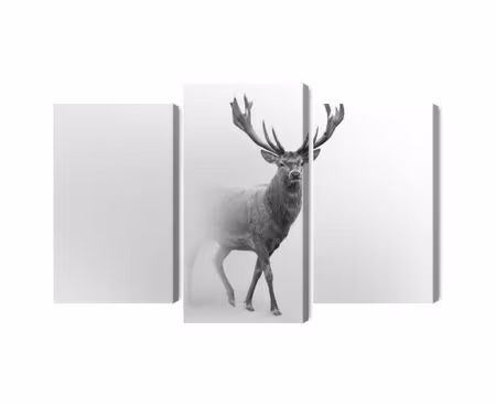 Canvastavla - Multipart a Stately Deer in the Fog