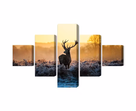 Canvastavla - Multipart Deer on the Rut in D