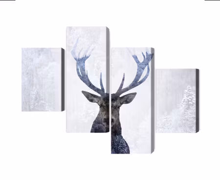 Canvastavla - Multipart Deer in the Winter D