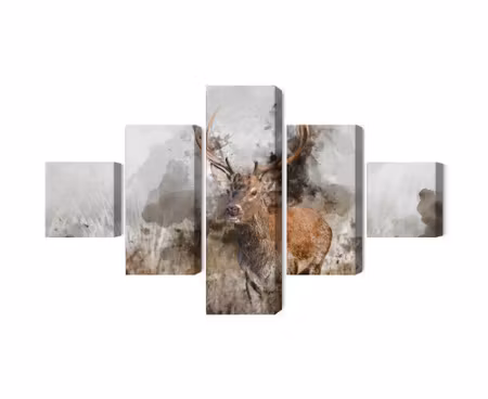 Canvastavla - Multipart a Deer Painted with D