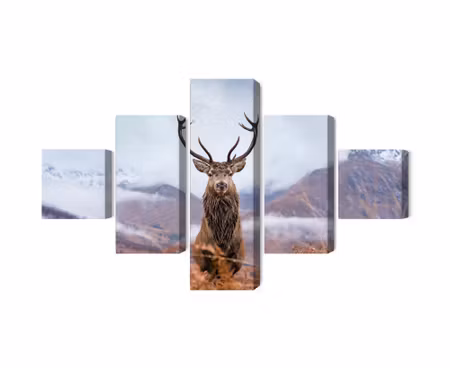 Canvastavla - Multipart a Deer on a Background of