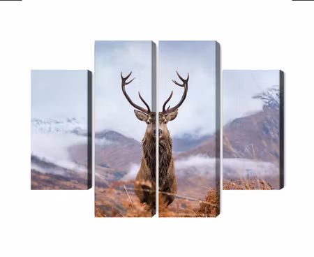 Canvastavla - Multipart a Deer on a Background of