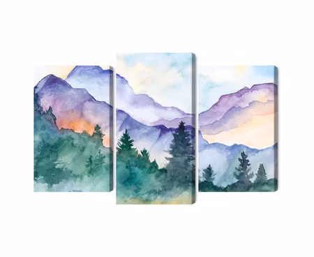 Canvastavla - Multipart Painted Mountain Landscape