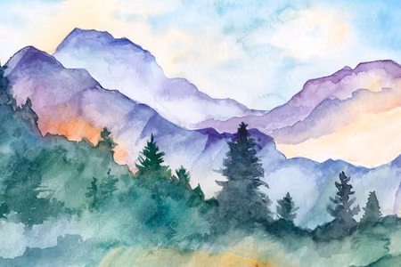 Canvastavla - Multipart Painted Mountain Landscape