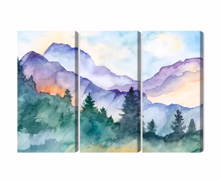 Canvastavla - Multipart Painted Mountain Landscape