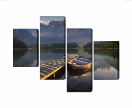 Canvastavla - Multipart Wooden Bridge over a