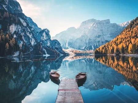 Canvastavla - Multipart Lake Braies in the
