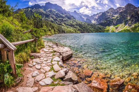 Canvastavla - Multipart D View of the Lake in the