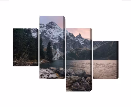 Canvastavla - Multipart Lake and Forest in the