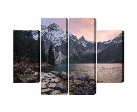 Canvastavla - Multipart Lake and Forest in the