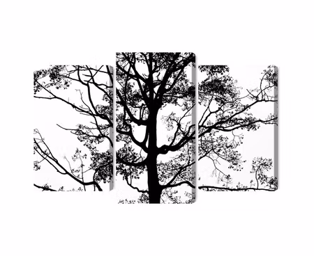 Canvastavla - Multipart Black Tree on a White