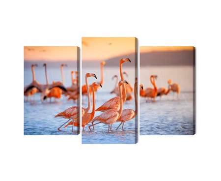 Canvastavla - Multipart a Flock of Flamingos By