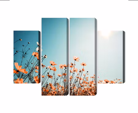 Canvastavla - Multipart Field Flowers in the Sun