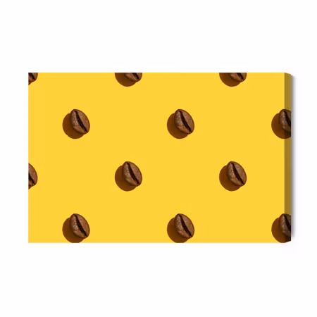 Canvastavla - Coffee Beans on a Yellow Background