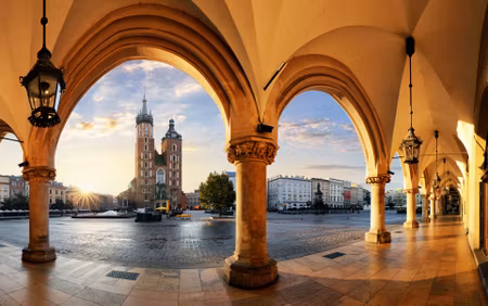 Canvastavla - Multipart View of Krakow At Sunset