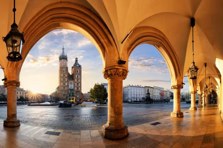 Canvastavla - Multipart View of Krakow At Sunset