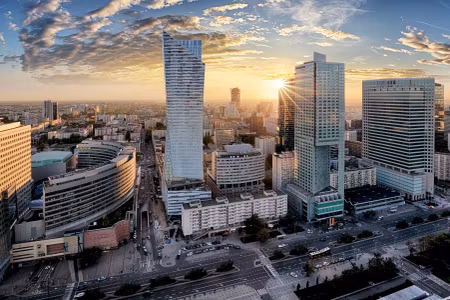 Canvastavla - Multipart Warsaw Skyscrapers At