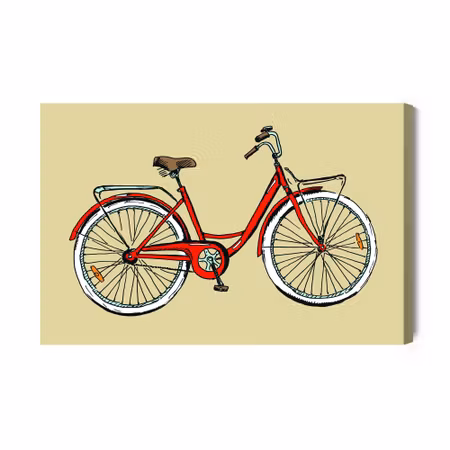 Canvastavla - Drawn Bicycle in Retro Style