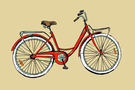 Canvastavla - Drawn Bicycle in Retro Style