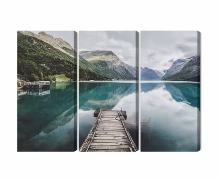 Canvastavla - Multipart View of the Lovatnet Lake