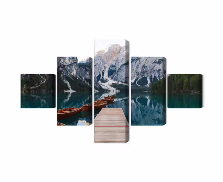 Canvastavla - Multipart Lake Braies in Italy
