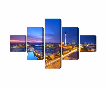 Canvastavla - Multipart Berlin Panorama At Sunset