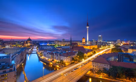 Canvastavla - Multipart Berlin Panorama At Sunset