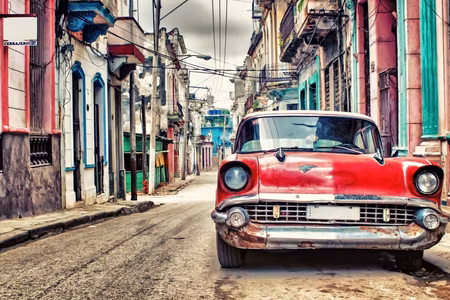 Canvastavla - Multipart Red Chevrolet Car in