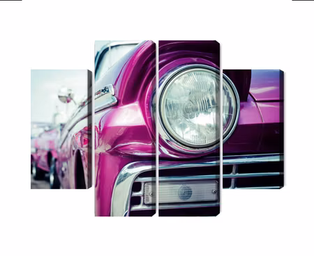 Canvastavla - Multipart Retro Style Car Headlight