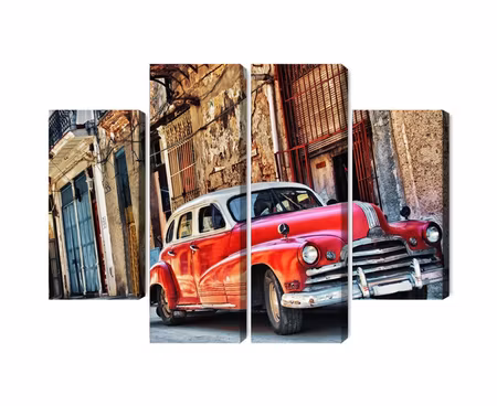 Canvastavla - Multipart Old American Car and