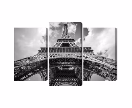 Canvastavla - Multipart Paris Eiffel Tower Black
