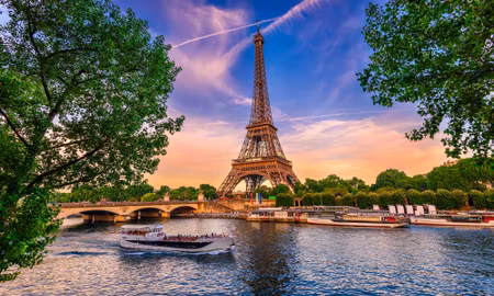 Canvastavla - Multipart Eiffel Tower and Seine