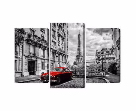 Canvastavla - Multipart Red Retro Car on the