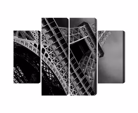 Canvastavla - Multipart Black and White Eiffel