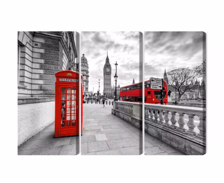 Canvastavla - Multipart Red Phone Booth in London