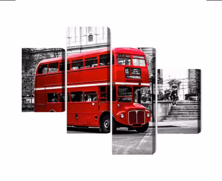 Canvastavla - Multipart a Double Decker Bus in
