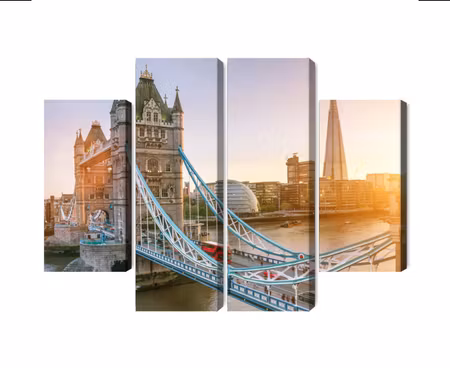 Canvastavla - Multipart Tower Bridge At Sunrise