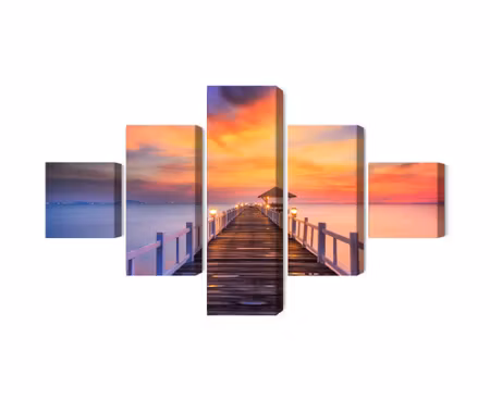 Canvastavla - Multipart Sunset over the Pier