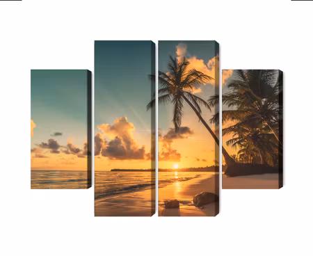 Canvastavla - Multipart Sunset on the Dominican