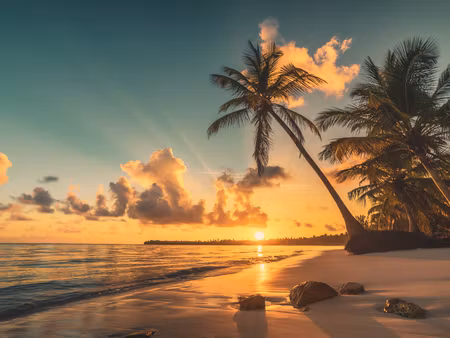 Canvastavla - Multipart Sunset on the Dominican