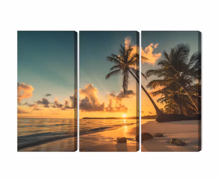 Canvastavla - Multipart Sunset on the Dominican