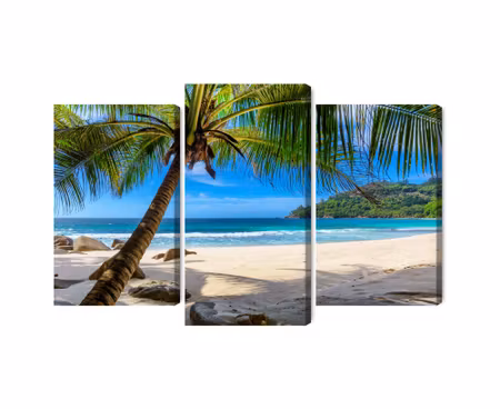 Canvastavla - Multipart Tropical Beach with D Palm