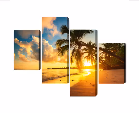 Canvastavla - Multipart Tropical Beach in Punta