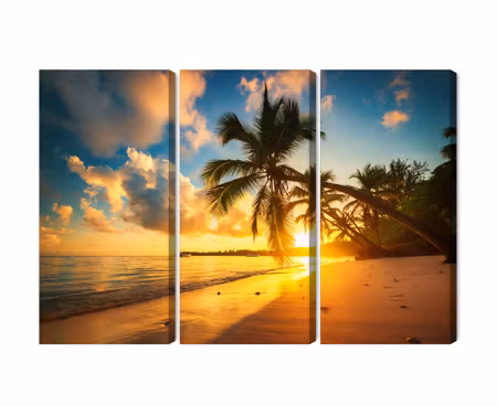 Canvastavla - Multipart Tropical Beach in Punta