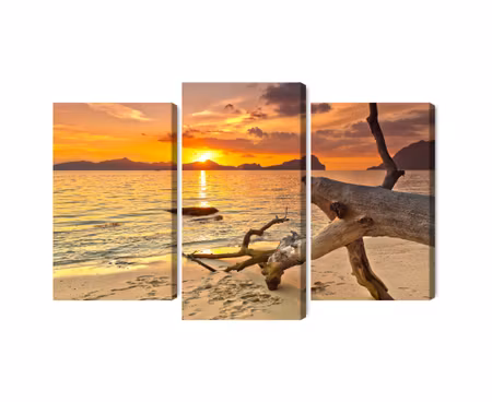 Canvastavla - Multipart Sea Landscape At Sunset