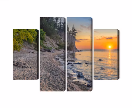 Canvastavla - Multipart Sunset on the Baltic Sea