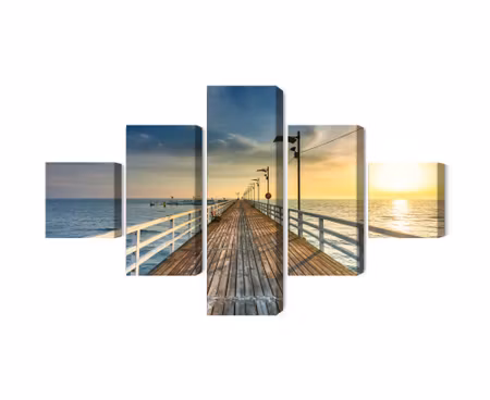 Canvastavla - Multipart Wooden Pier on the Baltic