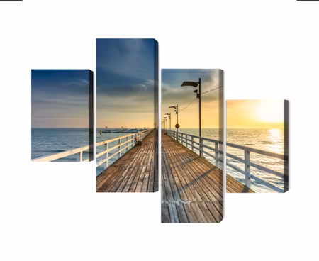 Canvastavla - Multipart Wooden Pier on the Baltic